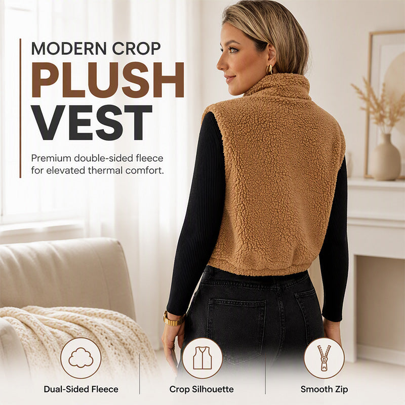 ⌛Limited-Time Offer-Women's Stand Collar Zip-Up Warm Vest