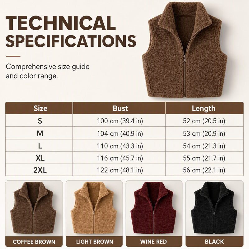 ⌛Limited-Time Offer-Women's Stand Collar Zip-Up Warm Vest