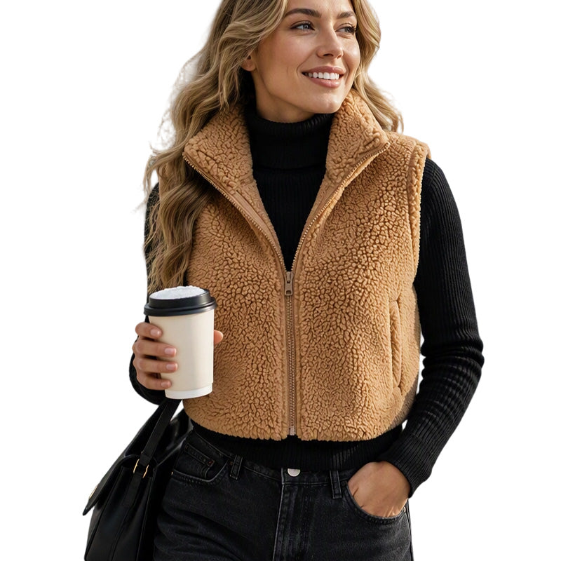 ⌛Limited-Time Offer-Women's Stand Collar Zip-Up Warm Vest