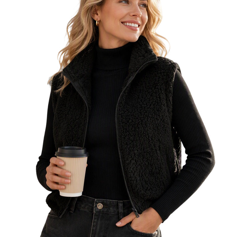 ⌛Limited-Time Offer-Women's Stand Collar Zip-Up Warm Vest
