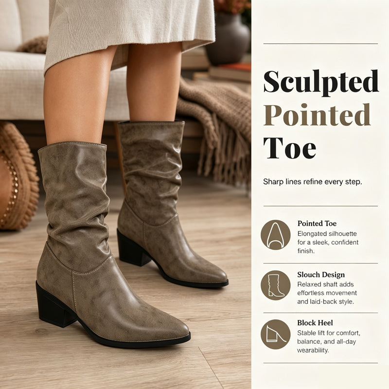 ⌛Limited-Time Offer-Women's Pointed Toe Chunky Heel Boots