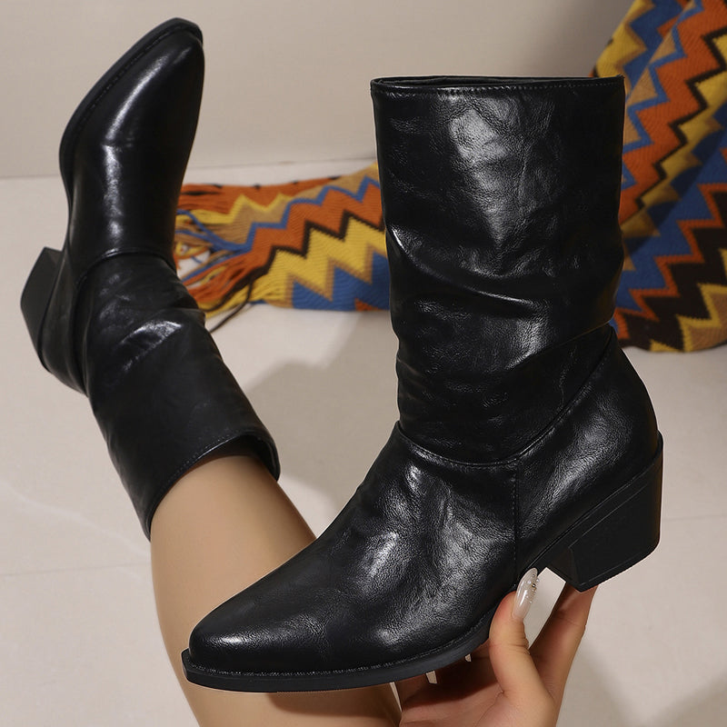 ⌛Limited-Time Offer-Women's Pointed Toe Chunky Heel Boots
