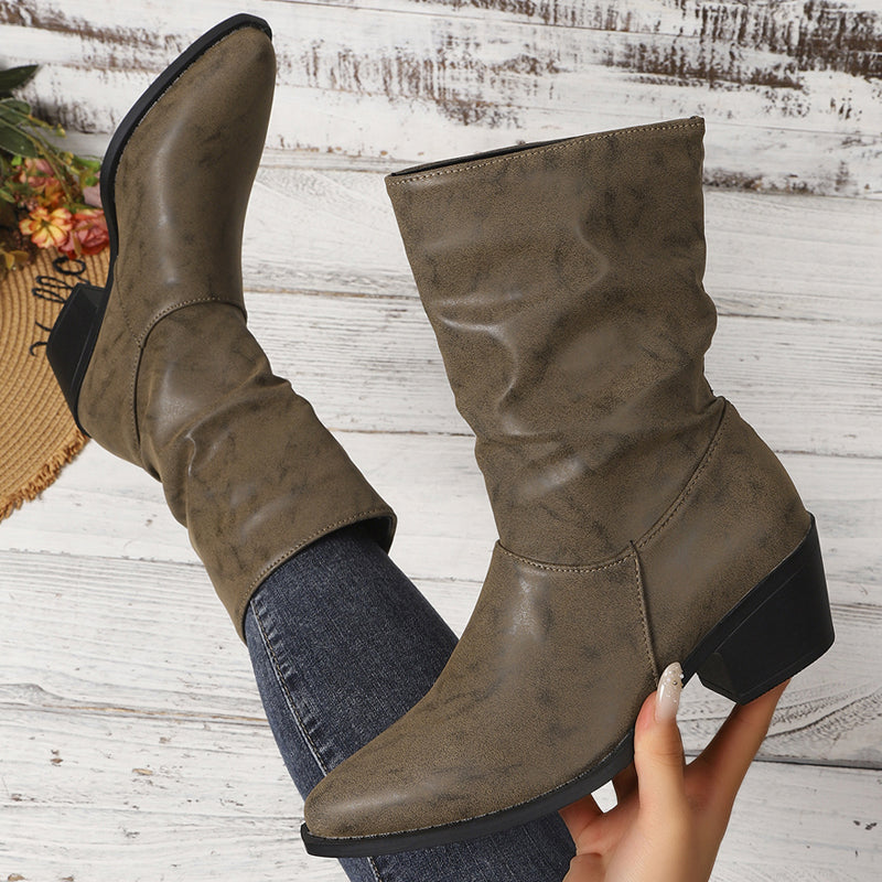 ⌛Limited-Time Offer-Women's Pointed Toe Chunky Heel Boots