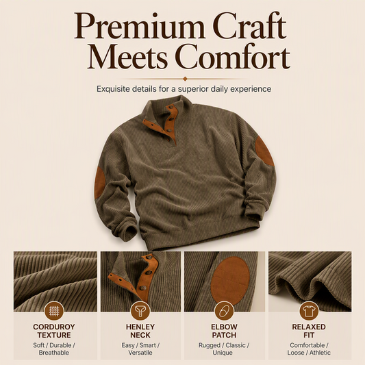 Men's Corduroy Stand Collar Sweatshirt