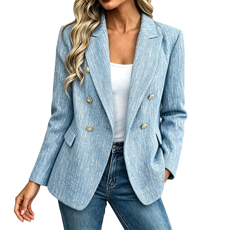 Women's Casual Double-Breasted Blazer Jacket