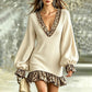 ⌛Limited-Time Offer-Women's Lantern Sleeve V Neck Knit Dress
