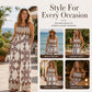⌛Limited-Time Offer-Women's Bohemian Print Smocked Jumpsuit