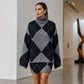 🍁New Fall Collection-Women's Argyle Knit Sweater & Skirt Set
