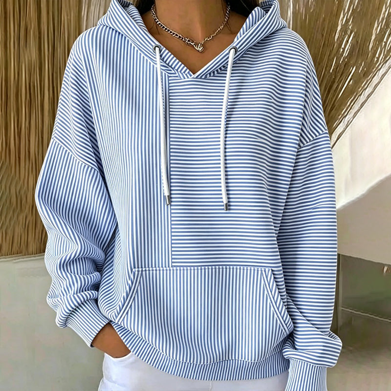 Women's Striped Patchwork Hoodie Sweatshirt