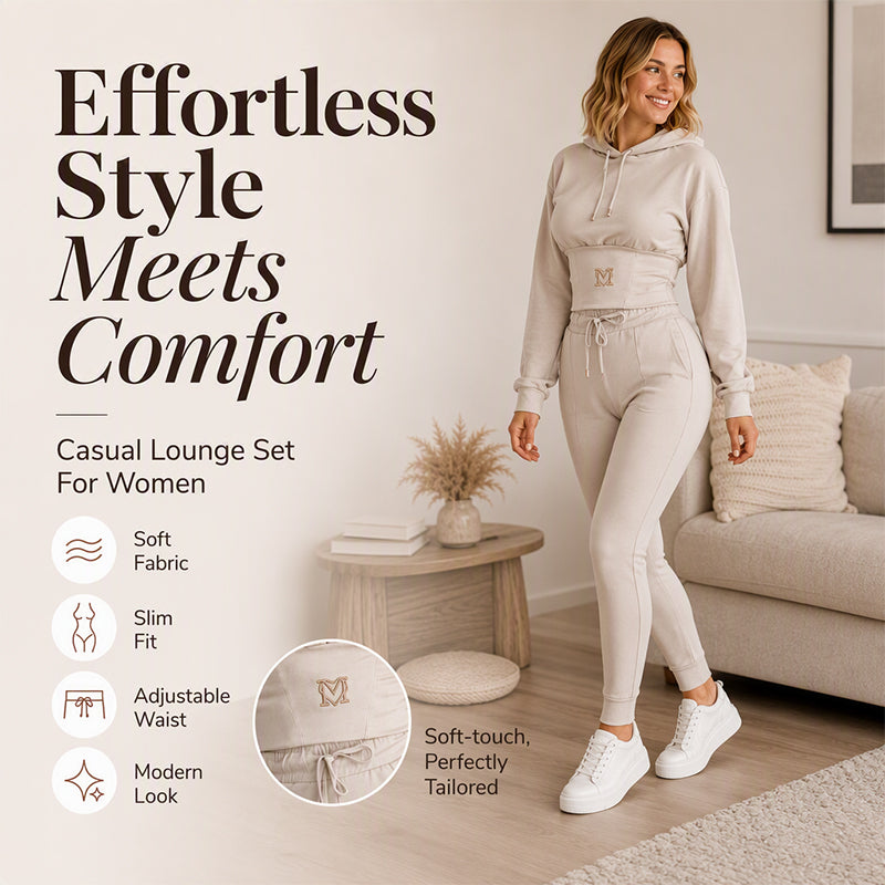Women's Cinched Waist Hoodie & Pants Set
