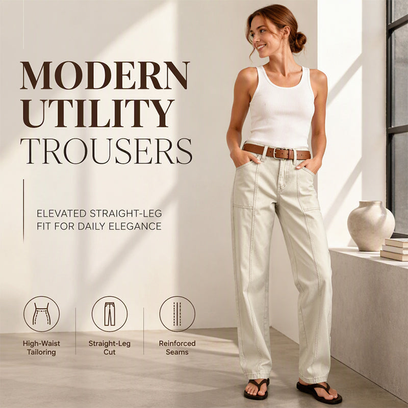 ✨ Flattering Everyday Style | Women's Straight-Leg Utility Pants with Reinforced Seams