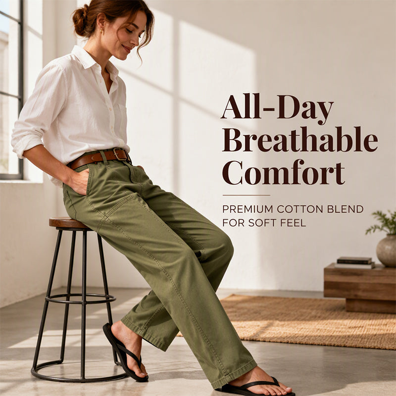 ✨ Flattering Everyday Style | Women's Straight-Leg Utility Pants with Reinforced Seams
