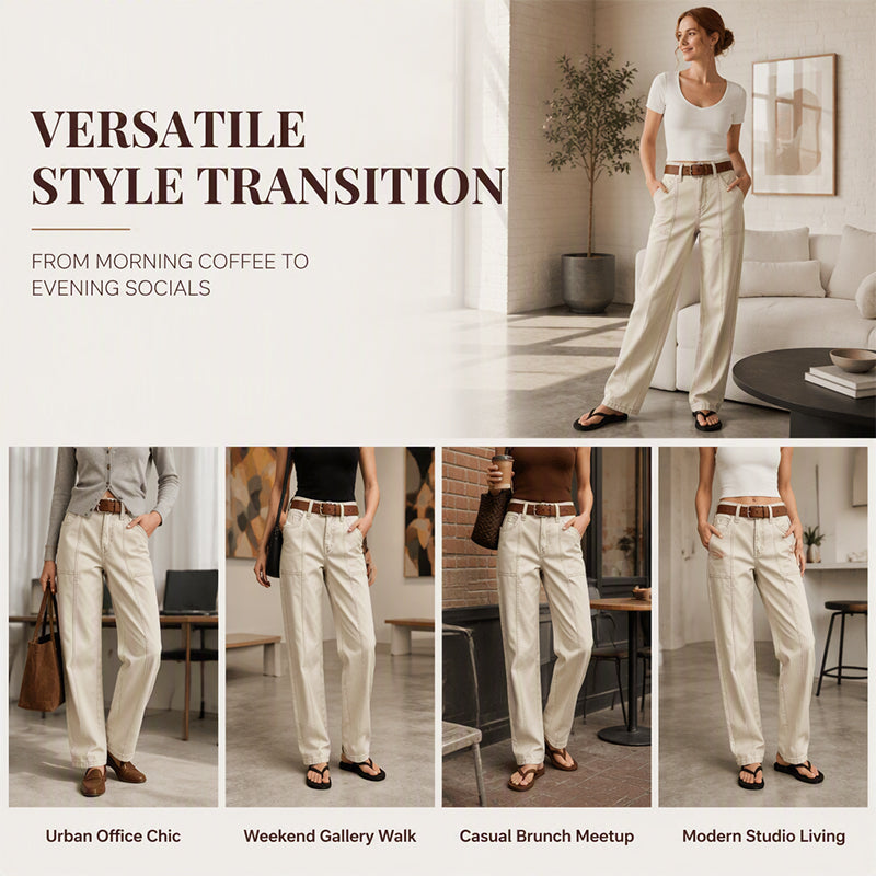 ✨ Flattering Everyday Style | Women's Straight-Leg Utility Pants with Reinforced Seams