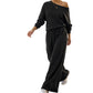 Women's Off-Shoulder Top & Wide-Leg Pants Set