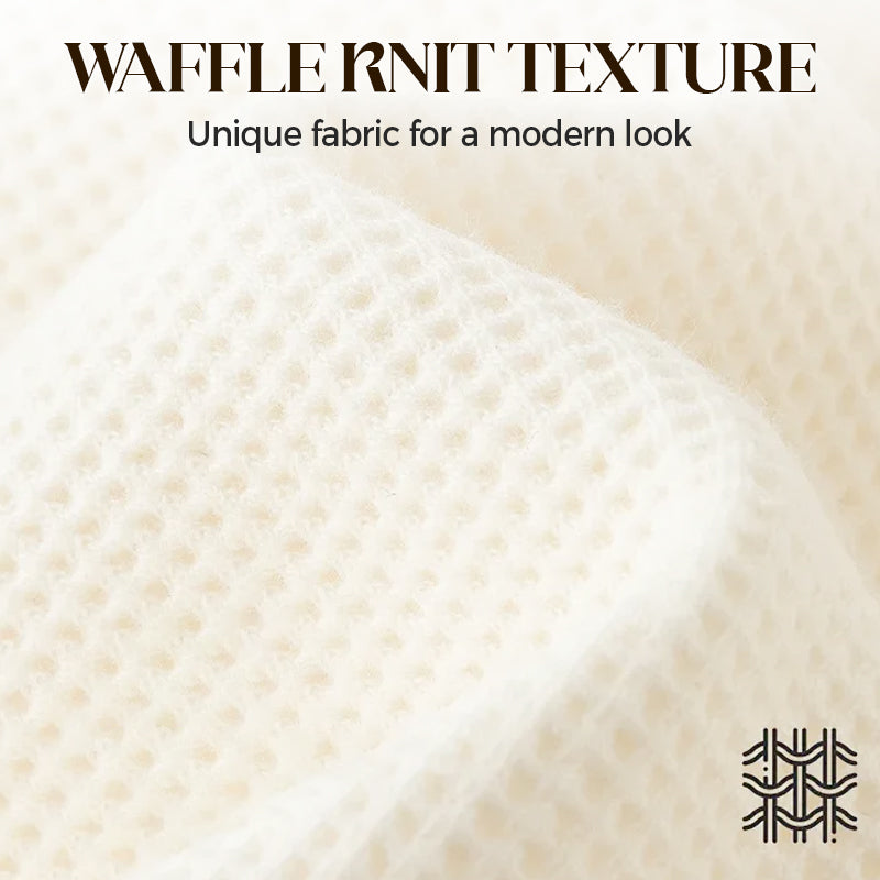 Women's V-Neck Waffle Knit Long Sleeve Top