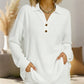 Women's V-Neck Waffle Knit Long Sleeve Top