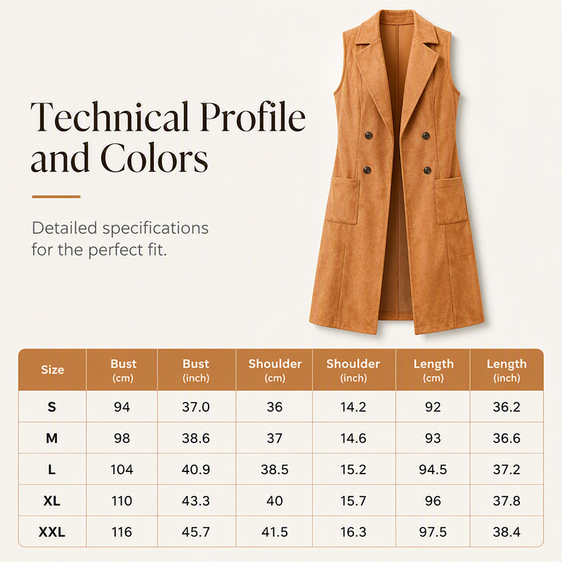 Women's Breasted Long Vest with Pockets