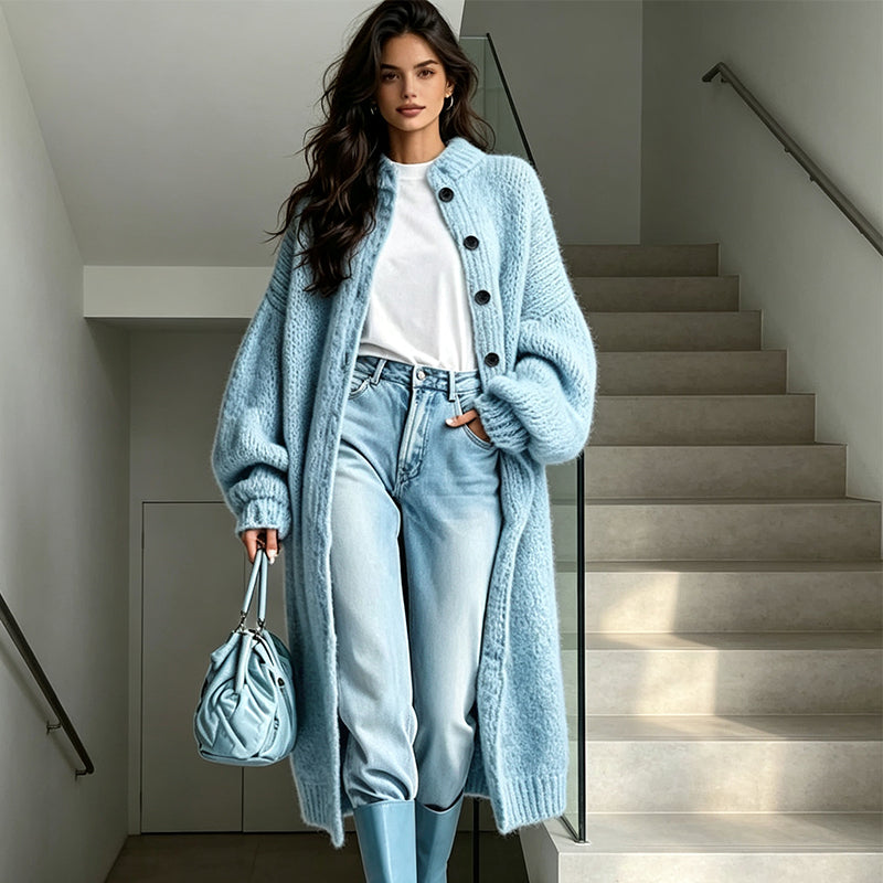 ✨🧶 Cozy Length, Effortless Layers | Women's Chunky Knit Long Sweater Coat