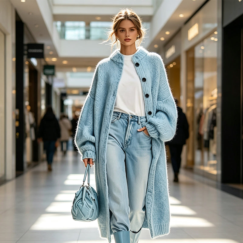 ✨🧶 Cozy Length, Effortless Layers | Women's Chunky Knit Long Sweater Coat