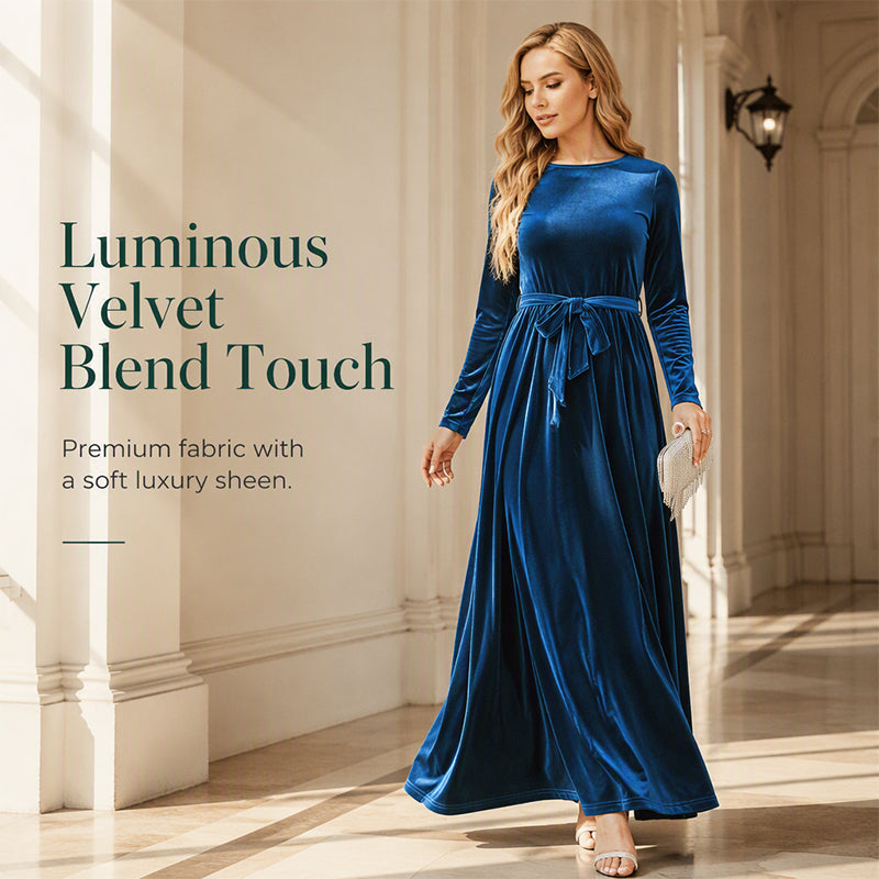 🍁New Fall Collection-Women's Elegant Velvet Long Sleeve Maxi Dress