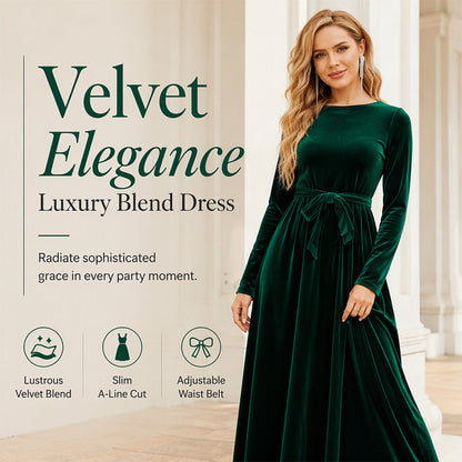 🍁New Fall Collection-Women's Elegant Velvet Long Sleeve Maxi Dress