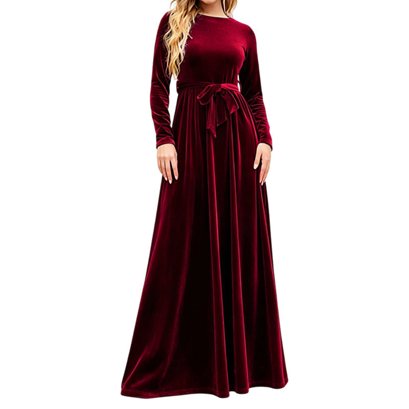 🍁New Fall Collection-Women's Elegant Velvet Long Sleeve Maxi Dress