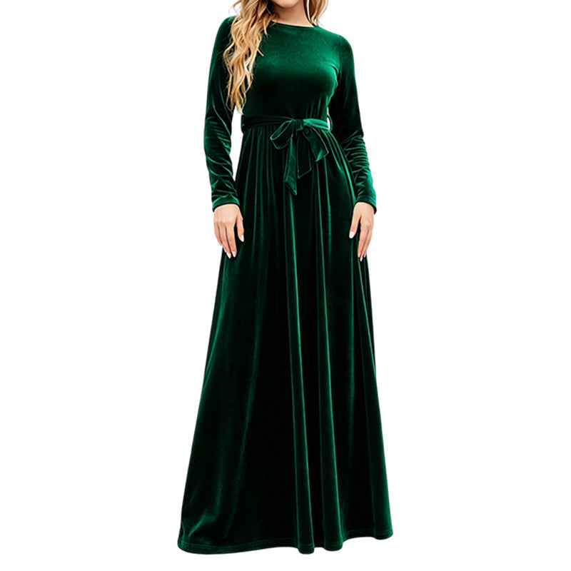 🍁New Fall Collection-Women's Elegant Velvet Long Sleeve Maxi Dress