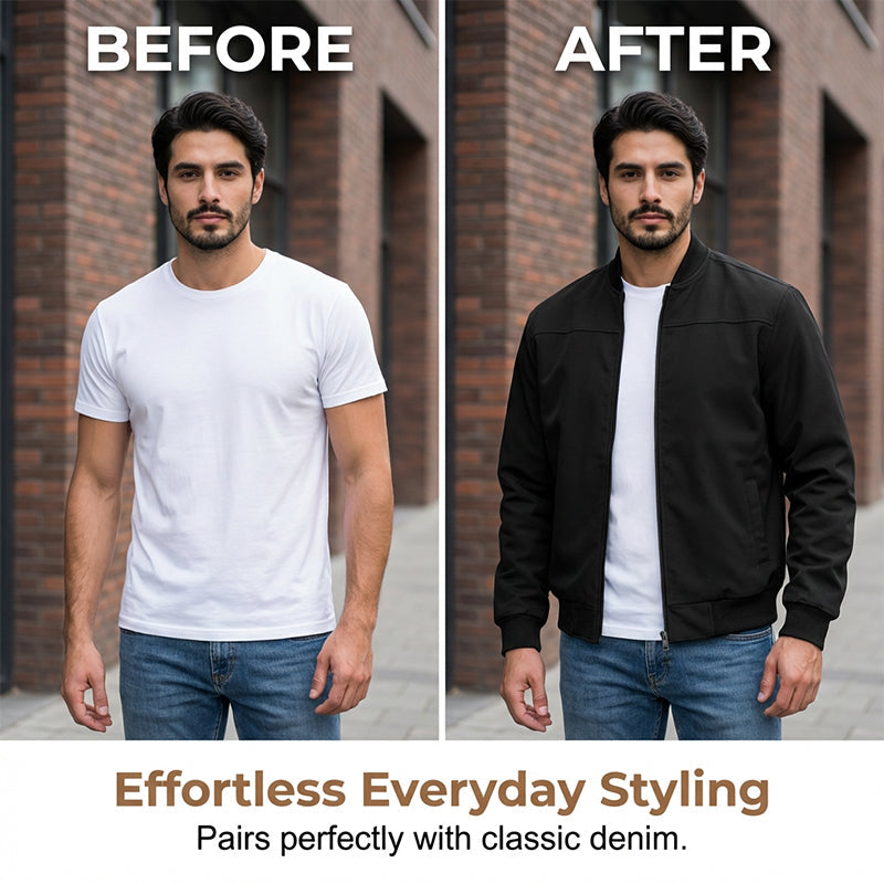 🧥Men's Classic Bomber Jacket with Zip Front