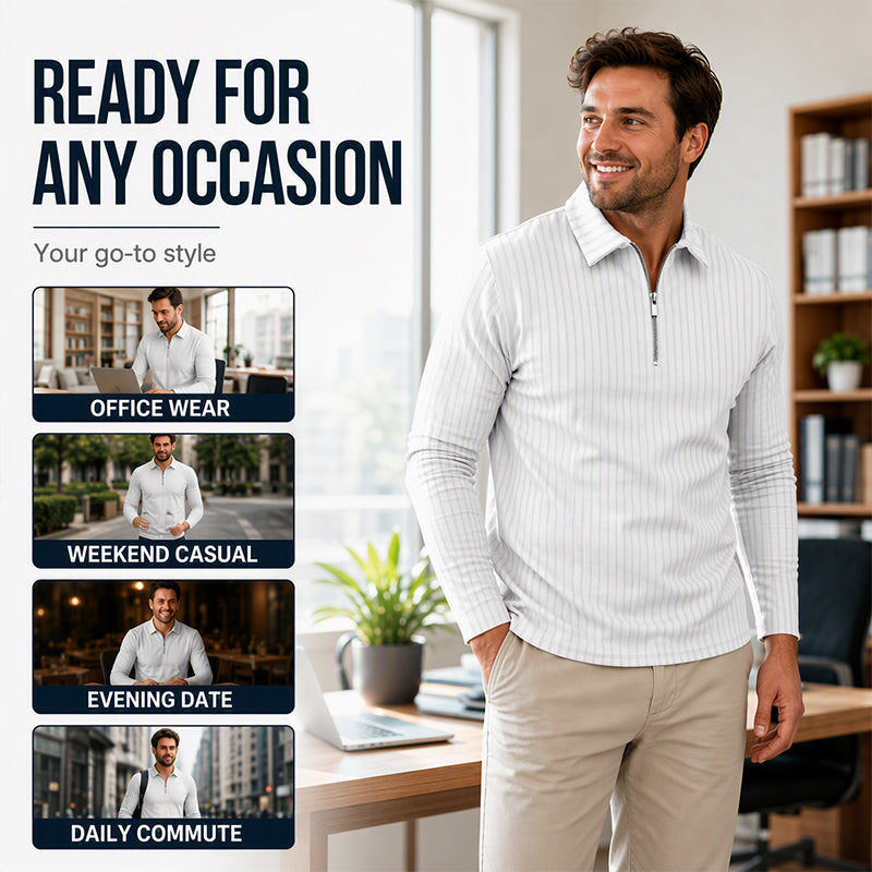 🍁New Fall Collection-Men's Casual Quarter-Zip Striped Shirt