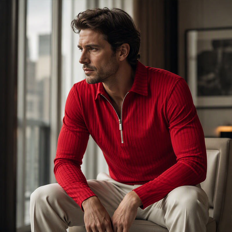 🍁New Fall Collection-Men's Casual Quarter-Zip Striped Shirt