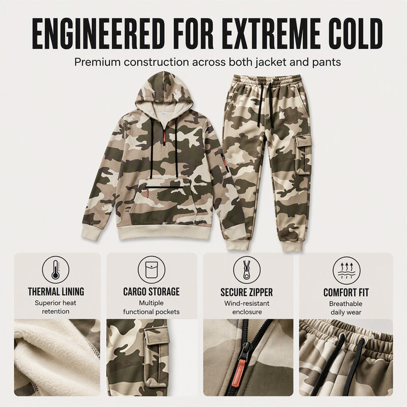 Men's Camouflage Warm Hoodie & Pants Set