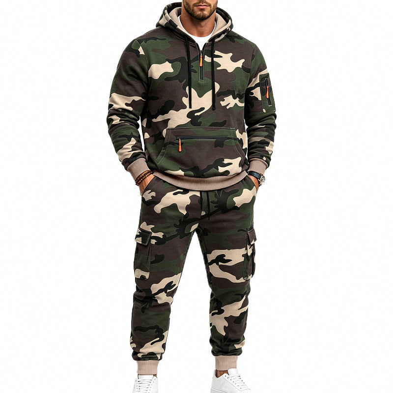 Men's Camouflage Warm Hoodie & Pants Set