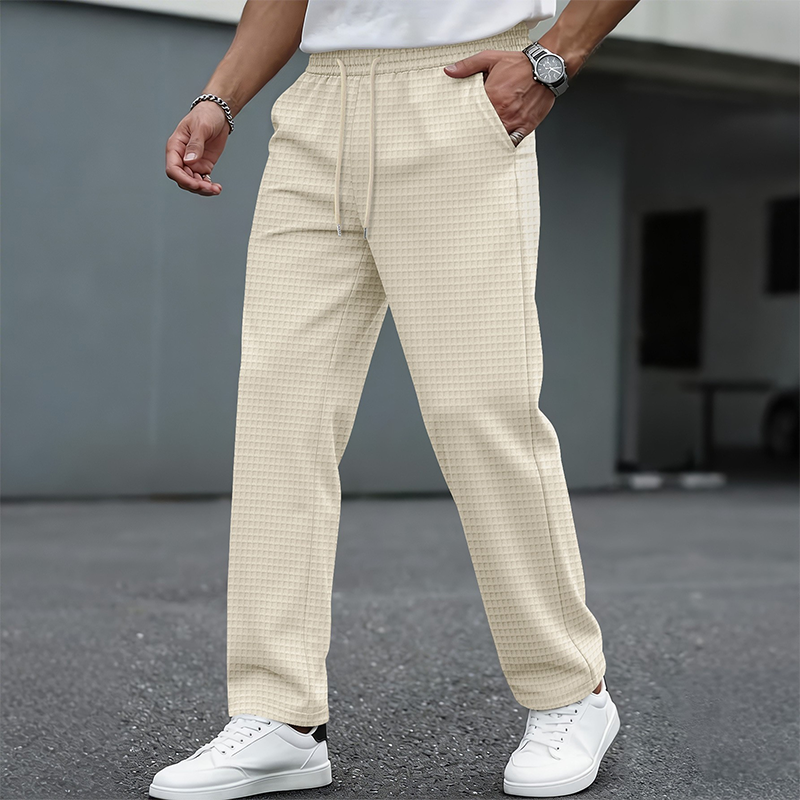 Men's Waffle Knit Drawstring Casual Pants