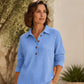 Women's Waffle Knit Long Sleeve Henley Top