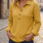 Women's Waffle Knit Long Sleeve Henley Top