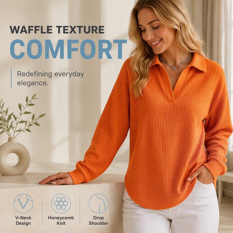 Women's Knit V-Neck Long Sleeve Top
