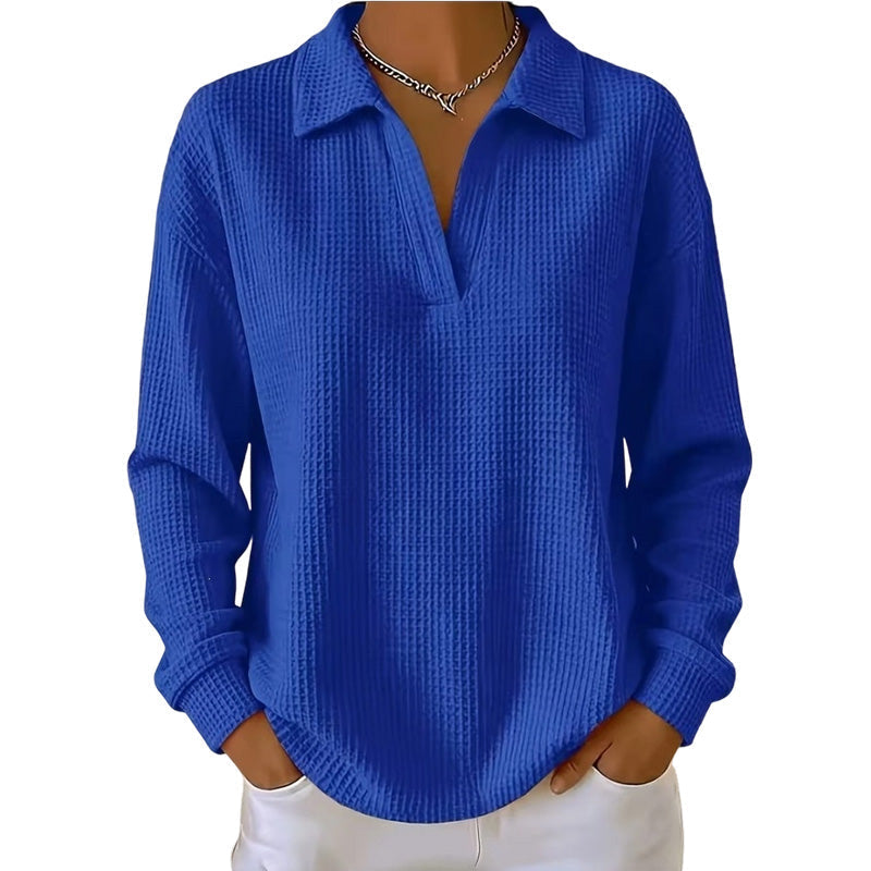 Women's Knit V-Neck Long Sleeve Top