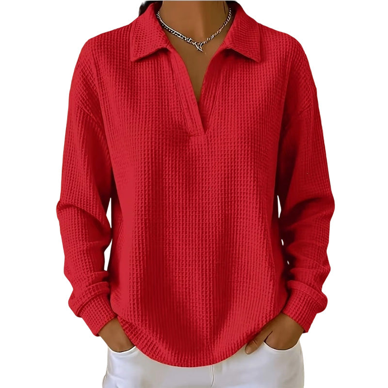 Women's Knit V-Neck Long Sleeve Top