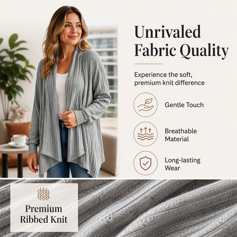 ⏳LAST DAY SALE ONLY ￡16.99!!🧶Women's Casual Draped Open Front Cardigan – Cosy, Flattering & Effortlessly Chic