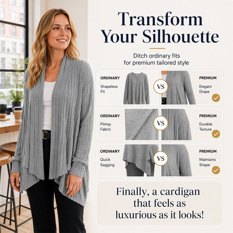 ⏳LAST DAY SALE ONLY ￡16.99!!🧶Women's Casual Draped Open Front Cardigan – Cosy, Flattering & Effortlessly Chic