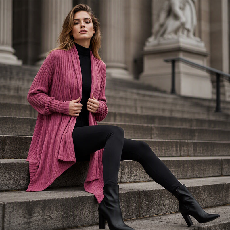 ⏳LAST DAY SALE ONLY ￡16.99!!🧶Women's Casual Draped Open Front Cardigan – Cosy, Flattering & Effortlessly Chic