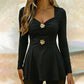 👚✨Women's V-Neck Peplum Top with Flower Accents