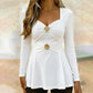 👚✨Women's V-Neck Peplum Top with Flower Accents