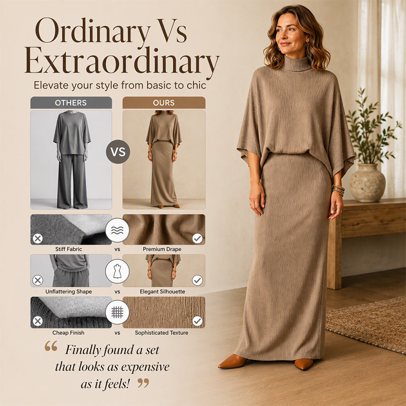 ✨ One Set, More Ways to Wear | Women's Batwing Top & Maxi Skirt 2-Piece Set