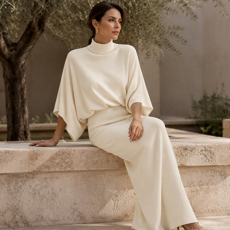 ✨ One Set, More Ways to Wear | Women's Batwing Top & Maxi Skirt 2-Piece Set