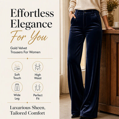 Women's Velvet High-Waist Wide-Leg Pants