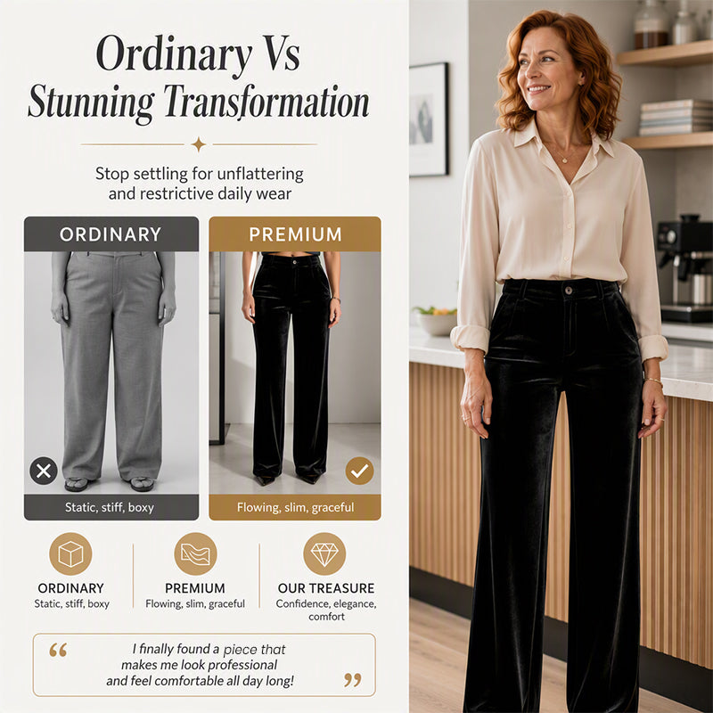 Women's Velvet High-Waist Wide-Leg Pants