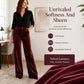 Women's Velvet High-Waist Wide-Leg Pants