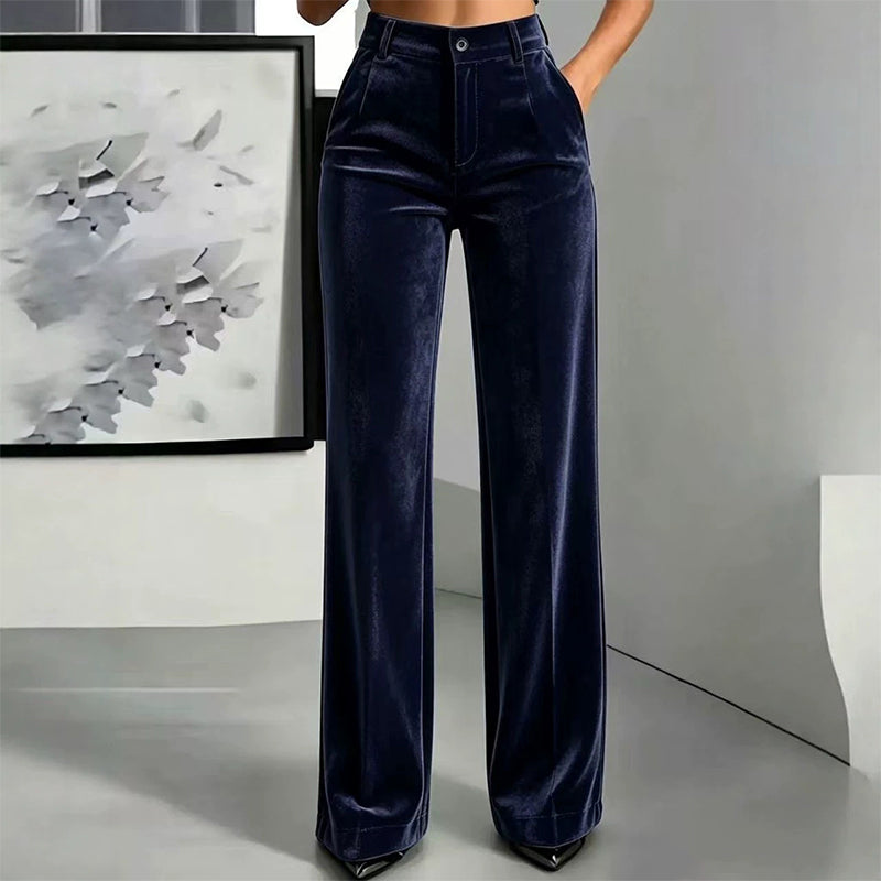 Women's Velvet High-Waist Wide-Leg Pants