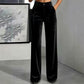 Women's Velvet High-Waist Wide-Leg Pants